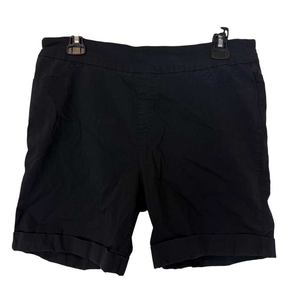 Soft Surroundings Shorts Womens Large Black Chino Cuffed Twill Stretch Casual